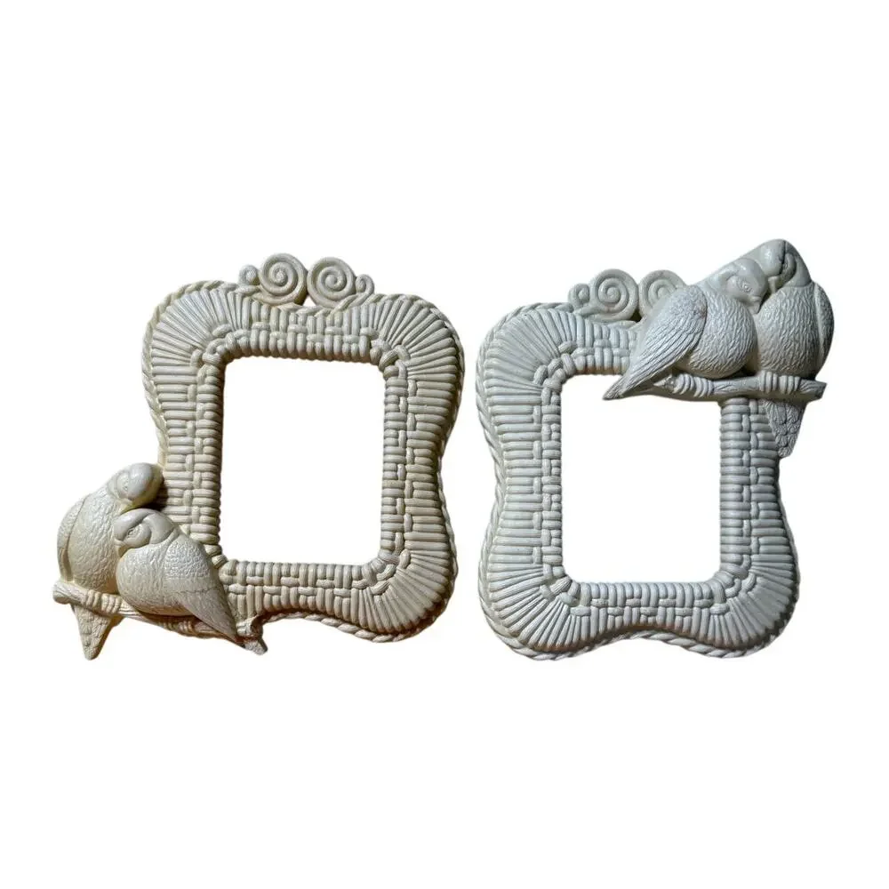 VTG Burwood Turtle Doves Picture Frames Pair Cottagecore Wall Decor USA